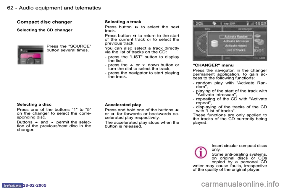 Peugeot 307 SW 2005 Repair Manual �A�u�d�i�o� �e�q�u�i�p�m�e�n�t� �a�n�d� �t�e�l�e�m�a�t�i�c�s�6�2 �-
�2�8�-�0�2�-�2�0�0�5
�6�3�A�u�d�i�o� �e�q�u�i�p�m�e�n�t� �a�n�d� �t�e�l�e�m�a�t�i�c�s�-
�2�8�-�0�2�-�2�0�0�5
�C�o�m�p�a�c�t� �d�i�s�