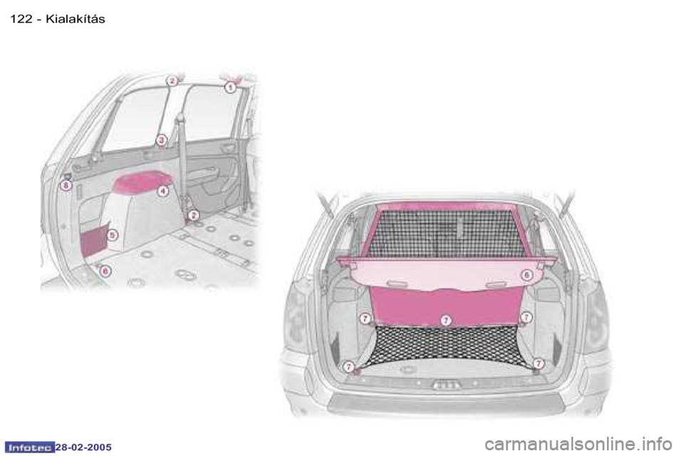 Peugeot 307 SW 2005  Kezelési útmutató (in Hungarian) �K�i�a�l�a�k�í�t�á�s�1�2�2 �-
�2�8�-�0�2�-�2�0�0�5
�1�2�3�K�i�a�l�a�k�í�t�á�s�-
�2�8�-�0�2�-�2�0�0�5  