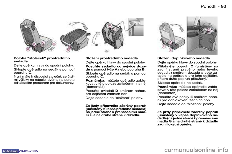 Peugeot 307 SW 2005  Návod k obsluze (in Czech) �P�o�h�o�d�l�í�9�2 �-
�2�8�-�0�2�-�2�0�0�5
�9�3�P�o�h�o�d�l�í�-
�2�8�-�0�2�-�2�0�0�5
�P�o�l�o�h�a� �"�s�t�o�l�e�č�e�k�"� �p�r�o�s�t9�e�d�n�í�h�o�  
�s�e�d�a�d�l�a 
�D�e�j�t�e� �o�p)�r�k�u� �h�l�
