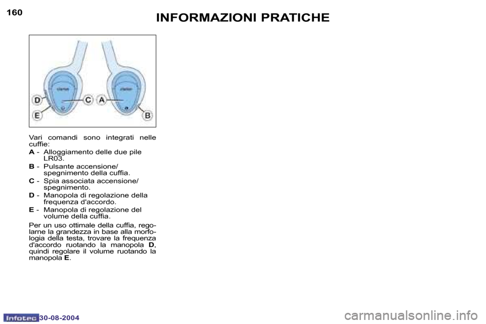 Peugeot 307 SW 2004.5  Manuale del proprietario (in Italian) �1�6�0
�3�0�-�0�8�-�2�0�0�4
�1�6�1
�3�0�-�0�8�-�2�0�0�4
�I�N�F�O�R�M�A�Z�I�O�N�I� �P�R�A�T�I�C�H�E
�V�a�r�i�  �c�o�m�a�n�d�i�  �s�o�n�o�  �i�n�t�e�g�r�a�t�i�  �n�e�l�l�e�  
�c�u�f�i�e�:�  
�A� �-�  �A