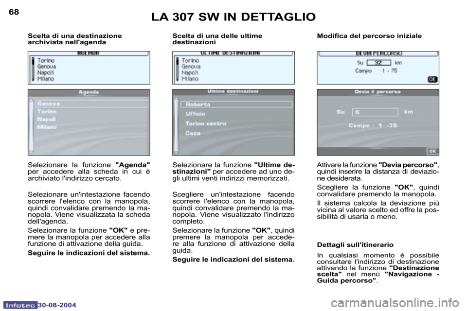 Peugeot 307 SW 2004.5  Manuale del proprietario (in Italian) �6�8
�3�0�-�0�8�-�2�0�0�4
�6�9
�3�0�-�0�8�-�2�0�0�4
�S�c�e�l�t�a� �d�i� �u�n�a� �d�e�s�t�i�n�a�z�i�o�n�e�  
�a�r�c�h�i�v�i�a�t�a� �n�e�l�l��a�g�e�n�d�a�S�c�e�l�t�a� �d�i� �u�n�a� �d�e�l�l�e� �u�l�t�i