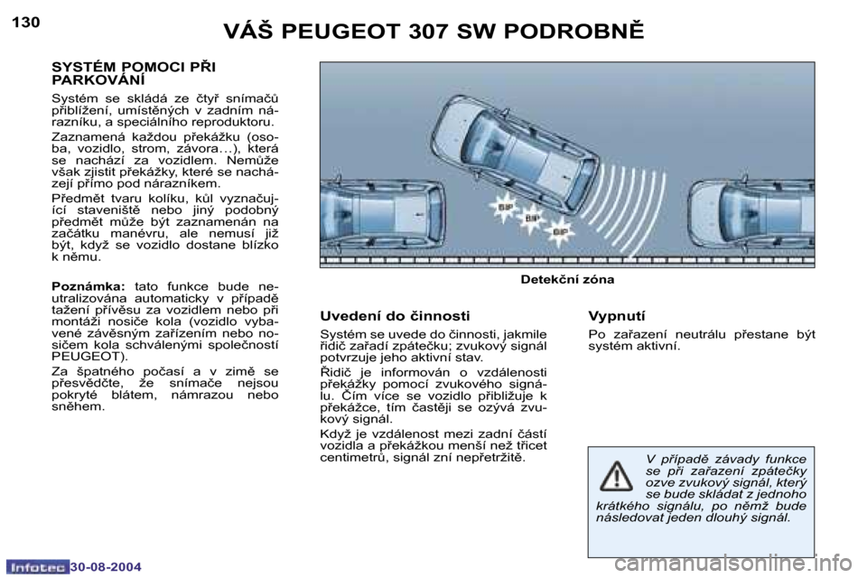 Peugeot 307 SW 2004.5  Návod k obsluze (in Czech) �1�3�0
�3�0�-�0�8�-�2�0�0�4
�1�3�1
�3�0�-�0�8�-�2�0�0�4
�V�Á�Š� �P�E�U�G�E�O�T� �3�0�7� �S�W� �P�O�D�R�O�B�N(
�S�Y�S�T�É�M� �P�O�M�O�C�I� �P8�I�  
�P�A�R�K�O�V�Á�N�Í
�S�y�s�t�é�m�  �s�e�  �s�k