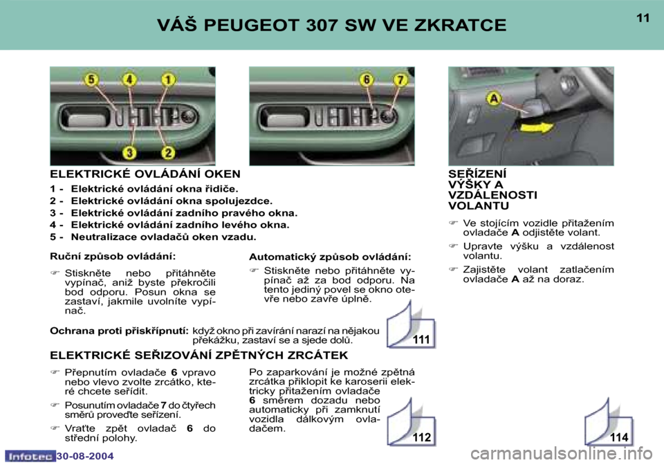 Peugeot 307 SW 2004.5  Návod k obsluze (in Czech) �1�1�4�1�1�2
�1�1�1
�1�0
�3�0�-�0�8�-�2�0�0�4
�1�1
�3�0�-�0�8�-�2�0�0�4
�V�Á�Š� �P�E�U�G�E�O�T� �3�0�7� �S�W� �V�E� �Z�K�R�A�T�C�E
�S�E8�Í�Z�E�N�Í�  
�V�Ý�Š�K�Y� �A� 
�V�Z�D�Á�L�E�N�O�S�T�I� 
