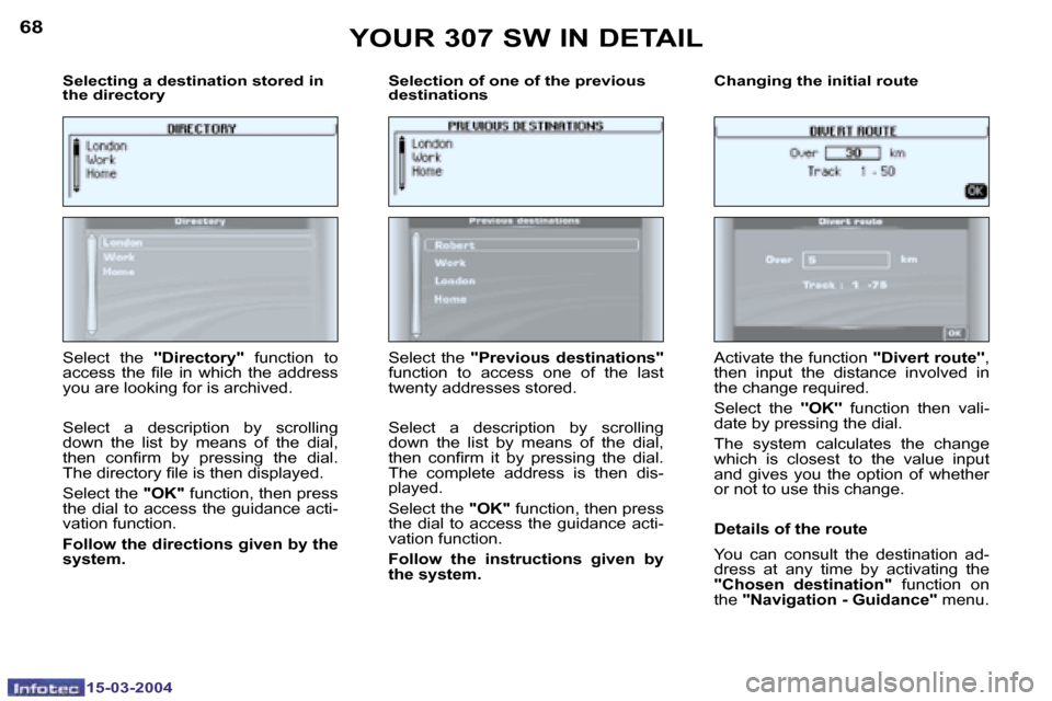 Peugeot 307 SW 2004 Manual PDF �6�8
�1�5�-�0�3�-�2�0�0�4
�6�9
�1�5�-�0�3�-�2�0�0�4
�S�e�l�e�c�t�i�n�g� �a� �d�e�s�t�i�n�a�t�i�o�n� �s�t�o�r�e�d� �i�n�  
�t�h�e� �d�i�r�e�c�t�o�r�y� �S�e�l�e�c�t�i�o�n� �o�f� �o�n�e� �o�f� �t�h�e� �p