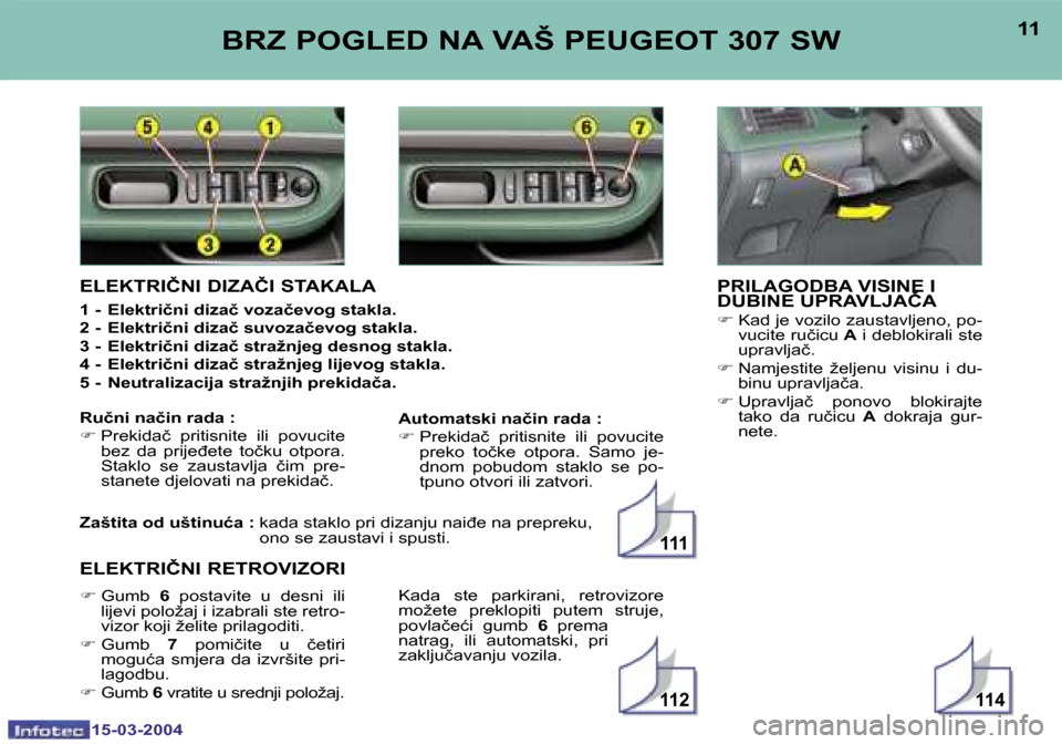 Peugeot 307 SW 2004  Vodič za korisnike (in Croatian) �1�5�-�0�3�-�2�0�0�4�1�5�-�0�3�-�2�0�0�4
�1�1�4�1�1�2
�1�1�1
�1�0�1�1�B�R�Z� �P�O�G�L�E�D� �N�A� �V�A�Š� �P�E�U�G�E�O�T� �3�0�7� �S�W�P�R�I�L�A�G�O�D�B�A� �V�I�S�I�N�E� �I�  
�D�U�B�I�N�E� �U�P�R�A�V