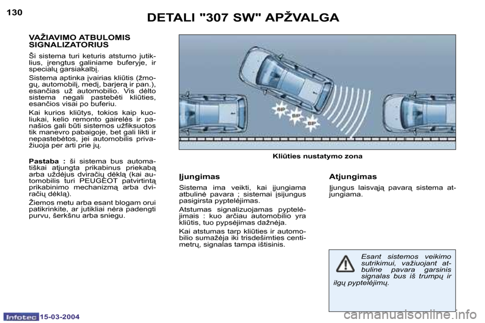 Peugeot 307 SW 2004  Savininko vadovas (in Lithuanian) �1�3�0
�1�5�-�0�3�-�2�0�0�4
�1�3�1
�1�5�-�0�3�-�2�0�0�4
�D�E�T�A�L�I� �"�3�0�7� �S�W�"� �A�P�Ž�V�A�L�G�A
�V�A�Ž�I�A�V�I�M�O� �A�T�B�U�L�O�M�I�S�  
�S�I�G�N�A�L�I�Z�A�T�O�R�I�U�S
�Š�i�  �s�i�s�t�e�m