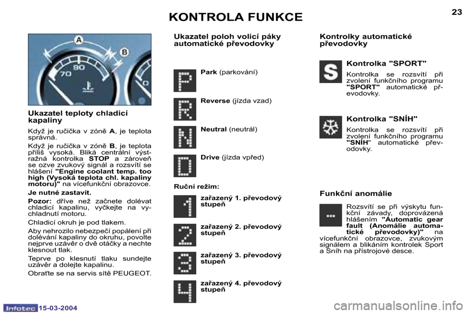 Peugeot 307 SW 2004  Návod k obsluze (in Czech) �1�5�-�0�3�-�2�0�0�4�1�5�-�0�3�-�2�0�0�4
�2�2�2�3
�U�k�a�z�a�t�e�l� �t�e�p�l�o�t�y� �c�h�l�a�d�i�c�í�  
�k�a�p�a�l�i�n�y
�K�d�y�ž�  �j�e�  �r�u�č�i�č�k�a�  �v�  �z�ó�n)� �A�,�  �j�e�  �t�e�p�l�o