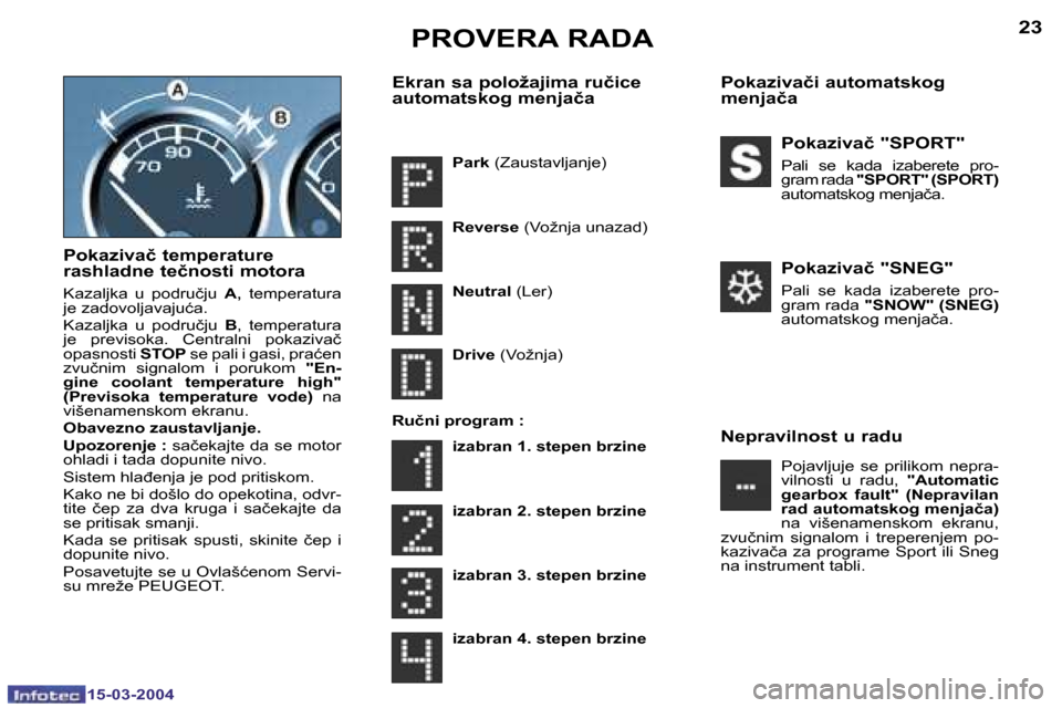 Peugeot 307 SW 2004  Упутство за употребу (in Serbian) �1�5�-�0�3�-�2�0�0�4�1�5�-�0�3�-�2�0�0�4
�2�2�2�3
�P�o�k�a�z�i�v�a�č� �t�e�m�p�e�r�a�t�u�r�e�  
�r�a�s�h�l�a�d�n�e� �t�e�č�n�o�s�t�i� �m�o�t�o�r�a
�K�a�z�a�l�j�k�a�  �u�  �p�o�d�r�u�č�j�u� �A�,�  �