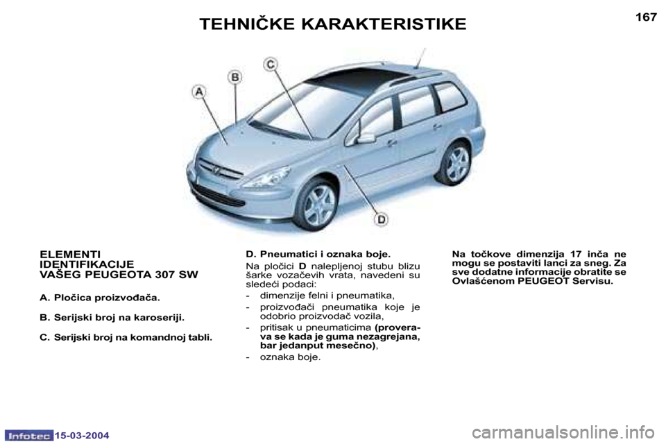Peugeot 307 SW 2004  Упутство за употребу (in Serbian) �1�5�-�0�3�-�2�0�0�4�1�5�-�0�3�-�2�0�0�4
�1�6�6�1�6�7
�D�.�  �P�n�e�u�m�a�t�i�c�i� �i� �o�z�n�a�k�a� �b�o�j�e�. 
�N�a�  �p�l�o�č�i�c�i� �D�  �n�a�l�e�p�l�j�e�n�o�j�  �s�t�u�b�u�  �b�l�i�z�u� 
�š�a�r