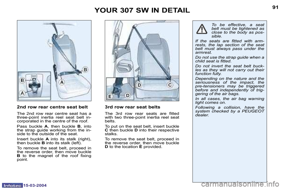 Peugeot 307 SW Dag 2004 Owners Manual �1�5�-�0�3�-�2�0�0�4�1�5�-�0�3�-�2�0�0�4
�9�0�9�1�Y�O�U�R� �3�0�7� �S�W� �I�N� �D�E�T�A�I�L
�2�n�d� �r�o�w� �r�e�a�r� �c�e�n�t�r�e� �s�e�a�t� �b�e�l�t
�T�h�e�  �2�n�d�  �r�o�w�  �r�e�a�r�  �c�e�n�t�r�