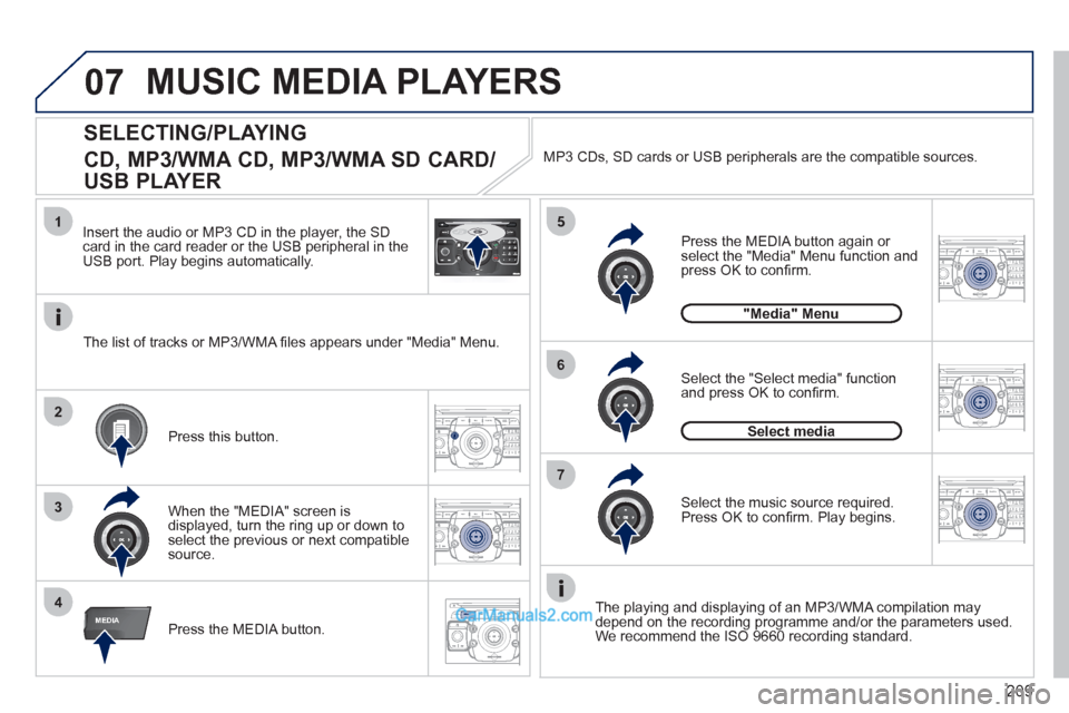 Peugeot 308 CC 2011  Owners Manual 209
07
2ABC3DEF5JKL4GHI6MNO8TUV7PQRS9WXYZ0*#
1RADIO MEDIANAV ESC TRAFFIC
SETUPADDR
BOOK
1
4
5
6
2ABC3DEF5JKL4GHI6MNO8TUV7PQRS9WXYZ0*#
1RADIO MEDIANAV ESC TRAFFIC
SETUPADDR
BOOK
2ABC3DEF5JKL4GHI6MNO8TU