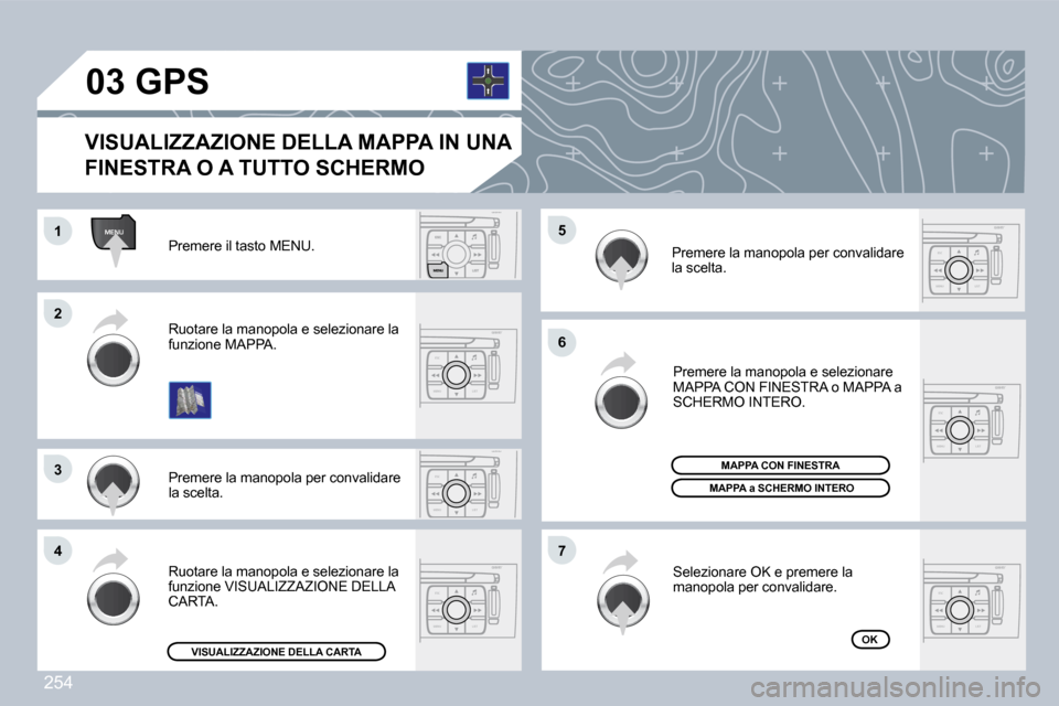Peugeot 308 CC 2009  Manuale del proprietario (in Italian) 254
ESC
MENU LIST
MENU
ESC
MENU LIST
ESC
MENU LIST
ESC
MENU LIST
ESC
MENU LIST
ESC
MENU LIST
�0�3
�1�1
�2�2
�3�3
�4�4
�6�6
�7�7
�5�5� �P�r�e�m�e�r�e� �i�l� �t�a�s�t�o� �M�E�N�U�.� 
� �P�r�e�m�e�r�e� �