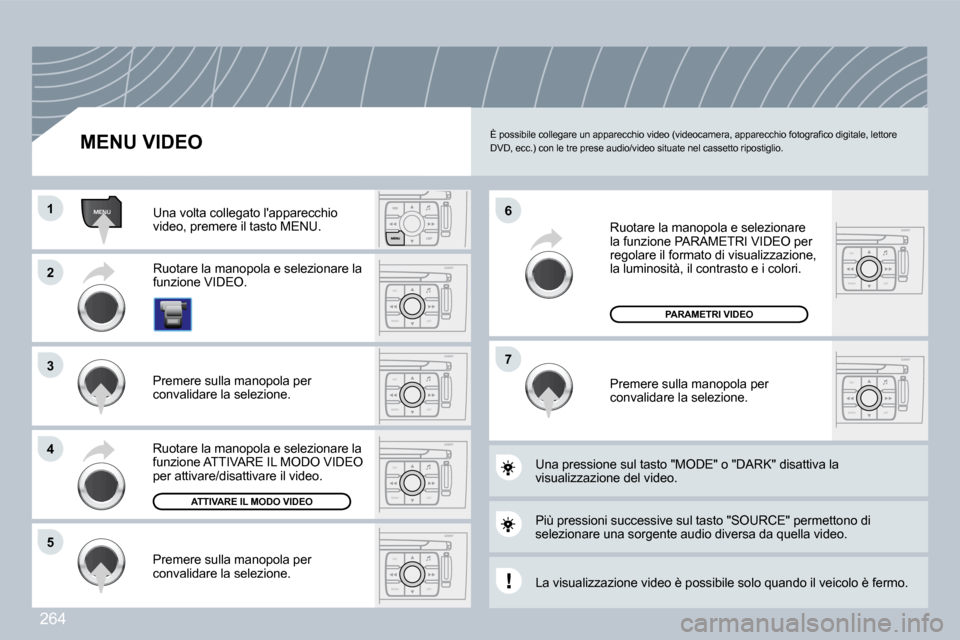 Peugeot 308 CC 2009  Manuale del proprietario (in Italian) 264
ESC
MENU LIST
MENU
ESC
MENU LIST
ESC
MENU LIST
ESC
MENU LIST
ESC
MENU LIST
ESC
MENU LIST
�1�1
�2�2
�3�3
�4�4
�5�5
�7�7
�6�6
� �È� �p�o�s�s�i�b�i�l�e� �c�o�l�l�e�g�a�r�e� �u�n� �a�p�p�a�r�e�c�c�h�