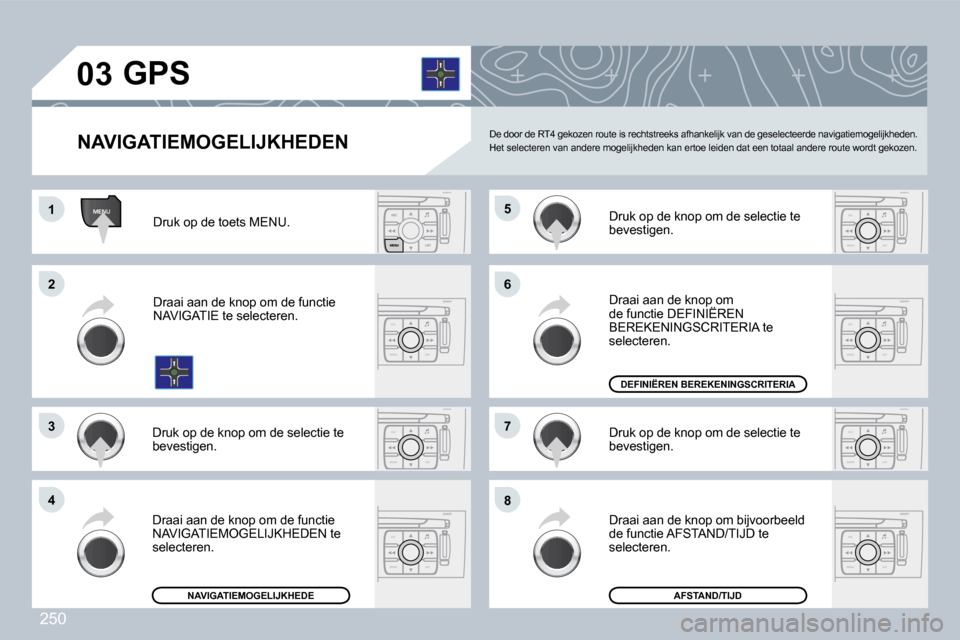 Peugeot 308 CC 2009  Handleiding (in Dutch) 250
ESC
MENU LIST
ESC
MENU LIST
ESC
MENU LIST
ESC
MENU LIST
MENU
ESC
MENU LIST
ESC
MENU LIST
ESC
MENU LIST
�0�3
�1�1
�2�2
�3�3
�4�4
�6�6
�8�8
�7�7
�5�5
� � �N�A�V�I�G�A�T�I�E�M�O�G�E�L�I�J�K�H�E�D�E�N