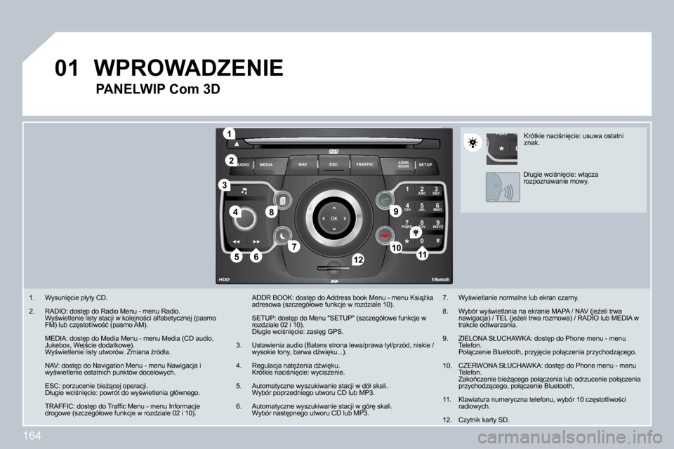 Peugeot 308 CC 2009  Instrukcja Obsługi (in Polish) 164
�0�1
2
ABC 3
DEF
5
JKL
4
GHI 6
MNO
8
TUV
7
PQRS 9
WXYZ
0
* #
1
RADIO MEDIA
NAV ESC TRAFFIC
SETUP
ADDR BOOK
�1
�1�0
�2
3
�4
�6�1�2
�9
�7
�8
�1�1�5
TU
PQRS
0
*
� � � �1�.� �  �W�y�s�u�n�i
�c�i�e� �