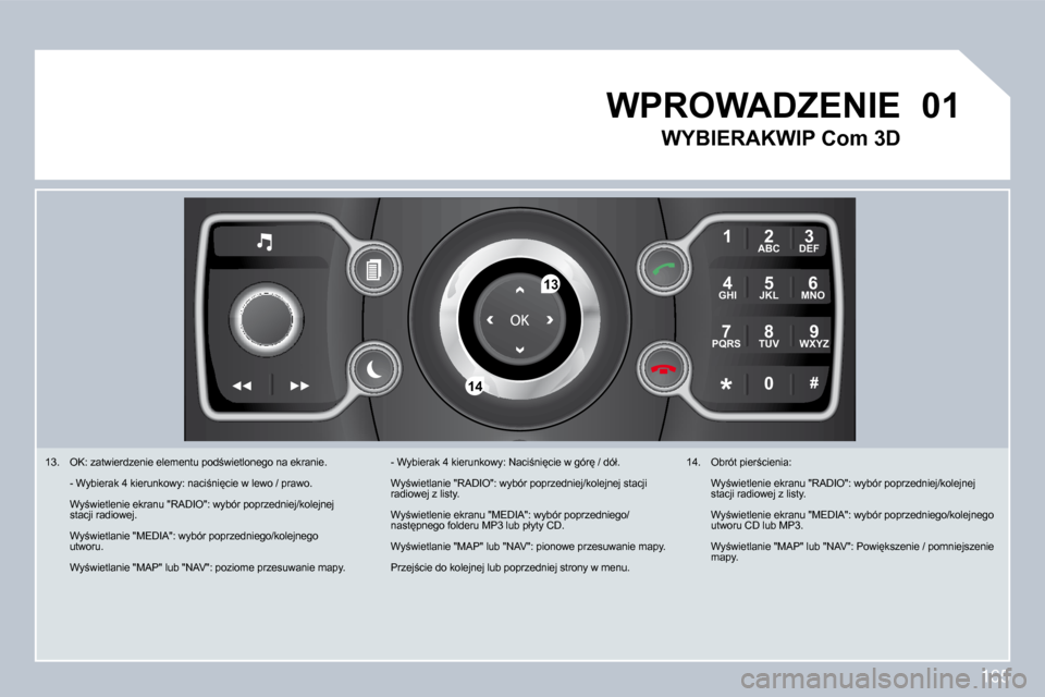 Peugeot 308 CC 2009  Instrukcja Obsługi (in Polish) 165
�0�1
2
ABC 3
DEF
5
JKL
4
GHI 6
MNO
8
TUV
7
PQRS 9
WXYZ
0
* #
1
�1�3
�1�4
� � �1�3�.� �  �O�K�:� �z�a�t�w�i�e�r�d�z�e�n�i�e� �e�l�e�m�e�n�t�u� �p�o�d;�w�i�e�t�l�o�n�e�g�o� �n�a
� �e�k�r�a�n�i�e�.�