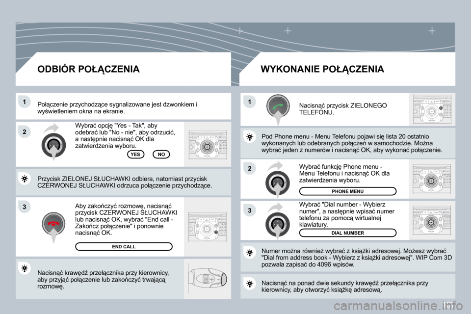 Peugeot 308 CC 2009  Instrukcja Obsługi (in Polish) 187
3
�1�1
�2
3
�2
� �N�a�c�i�s�n"�ć� �k�r�a�w
�dE� �p�r�z�e�ł"�c�z�n�i�k�a� �p�r�z�y� �k�i�e�r�o�w�n�i�c�y�,� �a�b�y� �p�r�z�y�j"�ć� �p�o�ł"�c�z�e�n�i�e� �l�u�b� �z�a�k�o1�c�z�y�ć� �t�r�w