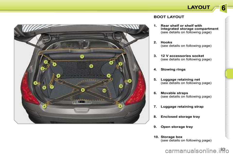 Peugeot 308 Dag 2007.5  Owners Manual �9�3
�B�O�O�T� �L�A�Y�O�U�T
�1�.�  �R�e�a�r� �s�h�e�l�f� �o�r� �s�h�e�l�f� �w�i�t�h� �i�n�t�e�g�r�a�t�e�d� �s�t�o�r�a�g�e� �c�o�m�p�a�r�t�m�e�n�t�  �(�s�e�e� �d�e�t�a�i�l�s� �o�n� �f�o�l�l�o�w�i�n�g� 