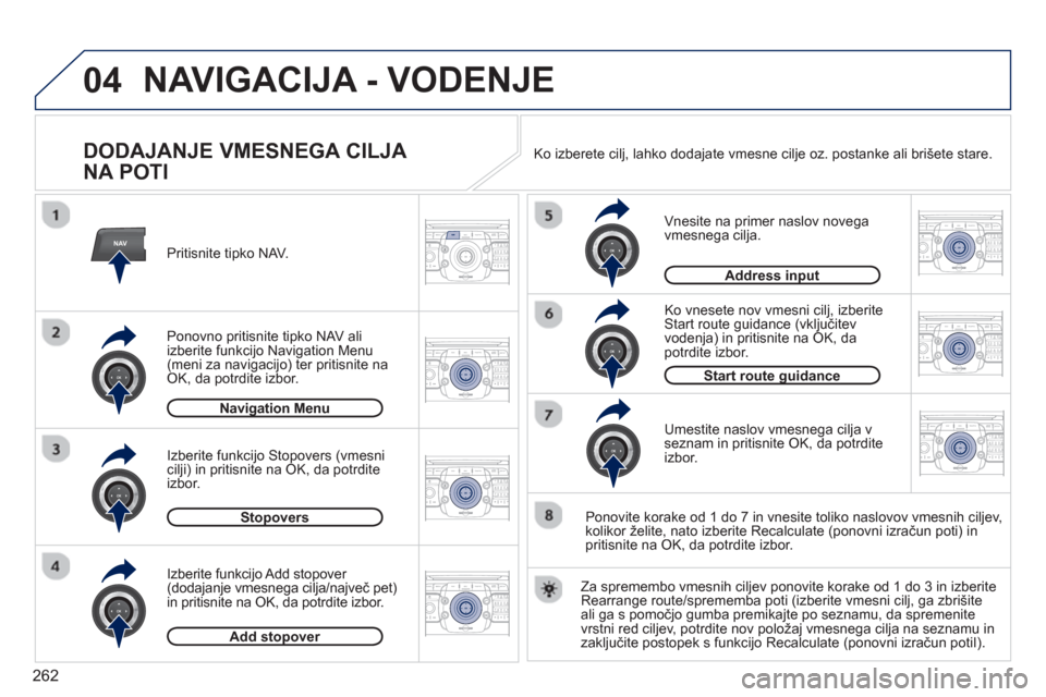 Peugeot 308 SW BL 2013  Priročnik za lastnika (in Slovenian) 262
04
NAV2ABC3DEF5JKL4GHI6MNO8TUV7PQRS9WXYZ0*#
1RADIO MEDIANAV ESC TRAFFIC
SETUPADDR
BOOK
2ABC3DEF5JKL4GHI6MNO8TUV7PQRS9WXYZ0*#
1RADIO MEDIANAV ESC TRAFFIC
SETUPADDR
BOOK
2ABC3DEF5JKL4GHI6MNO8TUV7PQR