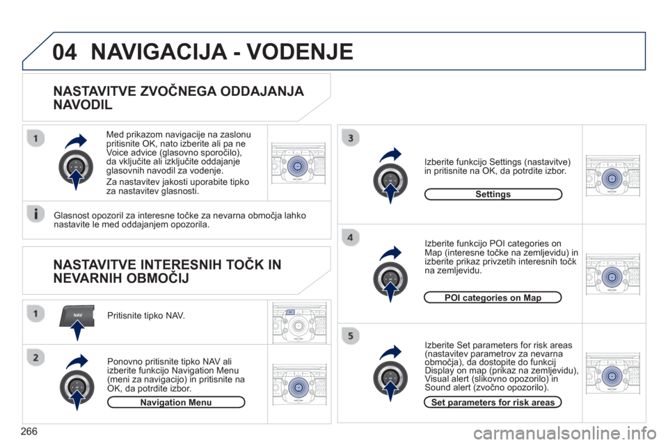Peugeot 308 SW BL 2013  Priročnik za lastnika (in Slovenian) 266
NAV
04
2ABC3DEF5JKL4GHI6MNO8TUV7PQRS9WXYZ0*#
1RADIO MEDIANAV ESC TRAFFIC
SETUPADDR
BOOK
2ABC3DEF5JKL4GHI6MNO8TUV7PQRS9WXYZ0*#
1RADIO MEDIANAV ESC TRAFFIC
SETUPADDR
BOOK
2ABC3DEF5JKL4GHI6MNO8TUV7PQ