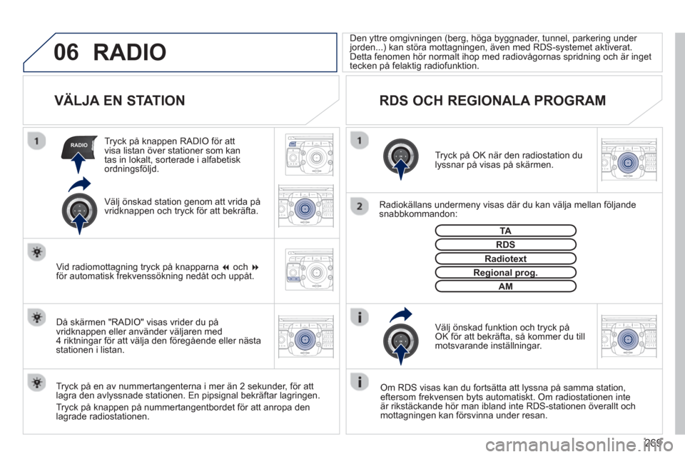 Peugeot 308 SW BL 2013  Ägarmanual (in Swedish) 269
06
RADIO
2ABC3DEF5JKL4GHI6MNO8TUV7PQRS9WXYZ0*#
1RADIO MEDIANAV ESC TRAFFIC
SETUPADDR
BOOK
2ABC3DEF5JKL4GHI6MNO8TUV7PQRS9WXYZ0*#
1RADIO MEDIANAV ESC TRAFFIC
SETUPADDR
BOOK
2ABC3DEF5JKL4GHI6MNO8TUV7