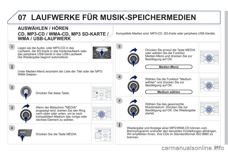 Peugeot 308 SW BL 2012.5  Betriebsanleitung (in German) 271
07
MEDIA
2ABC3DEF5JKL4GHI6MNO8TUV7PQRS9WXYZ0*#
1RADIO MEDIANAV ESC TRAFFIC
SETUPADDR
BOOK
2ABC3DEF5JKL4GHI6MNO8TUV7PQRS9WXYZ0*#
1RADIO MEDIANAV ESC TRAFFIC
SETUPADDR
BOOK
2ABC3DEF5JKL4GHI6MNO8TUV7