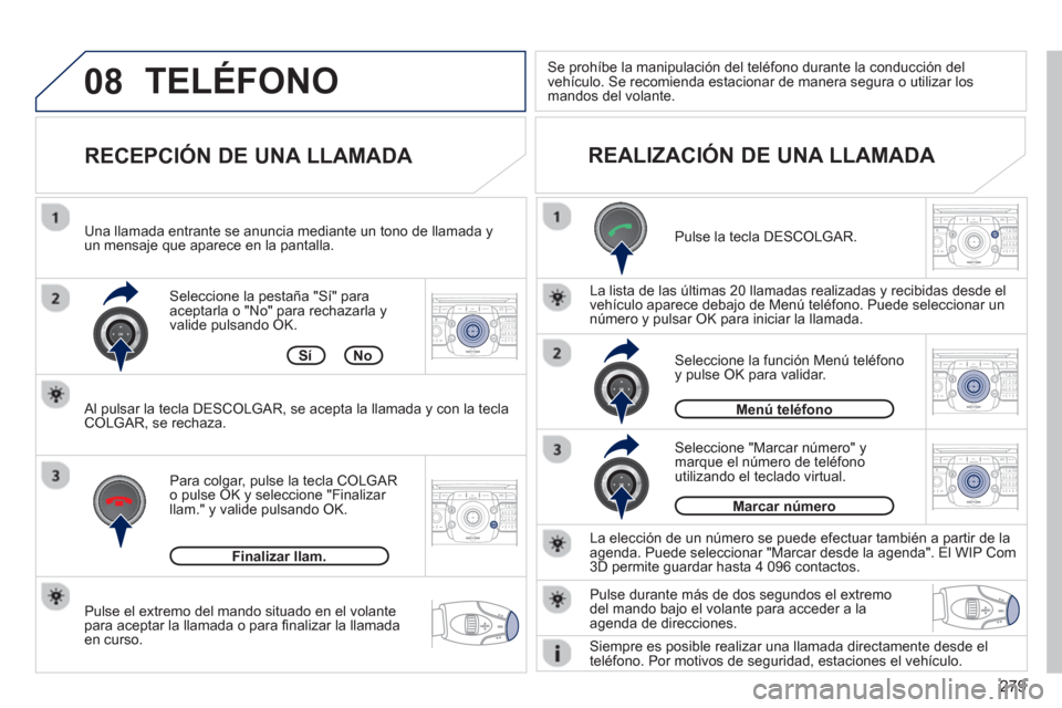 Peugeot 308 SW BL 2012.5  Manual del propietario (in Spanish) 279
08
2ABC3DEF5JKL4GHI6MNO8TUV7PQRS9WXYZ0*#
1RADIO MEDIANAV ESC TRAFFIC
SETUPADDR
BOOK
2ABC3DEF5JKL4GHI6MNO8TUV7PQRS9WXYZ0*#
1RADIO MEDIANAV ESC TRAFFIC
SETUPADDR
BOOK
2ABC3DEF5JKL4GHI6MNO8TUV7PQRS9W