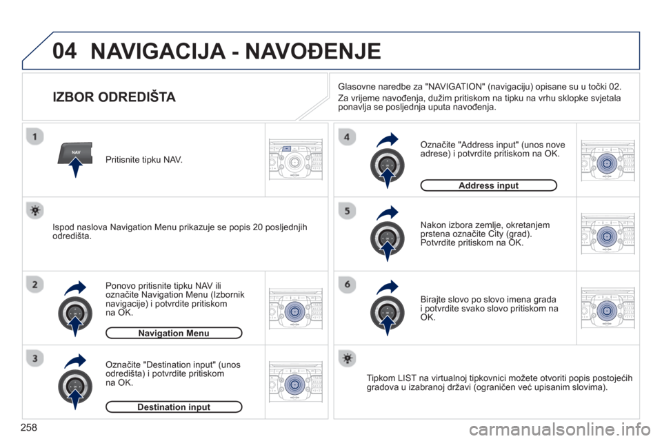 Peugeot 308 SW BL 2012.5  Vodič za korisnike (in Croatian) 258
04
NAV2ABC3DEF5JKL4GHI6MNO8TUV7PQRS9WXYZ0*#
1RADIO MEDIANAV ESC TRAFFIC
SETUPADDR
BOOK
2ABC3DEF5JKL4GHI6MNO8TUV7PQRS9WXYZ0*#
1RADIO MEDIANAV ESC TRAFFIC
SETUPADDR
BOOK
2ABC3DEF5JKL4GHI6MNO8TUV7PQR