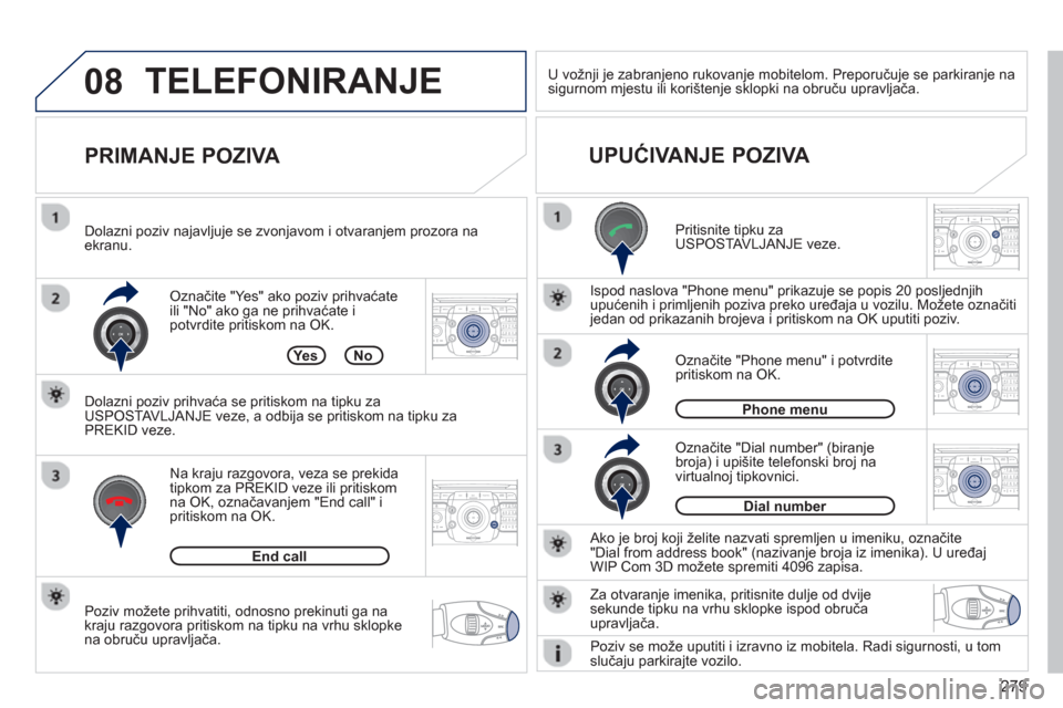 Peugeot 308 SW BL 2012.5  Vodič za korisnike (in Croatian) 279
08
2ABC3DEF5JKL4GHI6MNO8TUV7PQRS9WXYZ0*#
1RADIO MEDIANAV ESC TRAFFIC
SETUPADDR
BOOK
2ABC3DEF5JKL4GHI6MNO8TUV7PQRS9WXYZ0*#
1RADIO MEDIANAV ESC TRAFFIC
SETUPADDR
BOOK
2ABC3DEF5JKL4GHI6MNO8TUV7PQRS9W