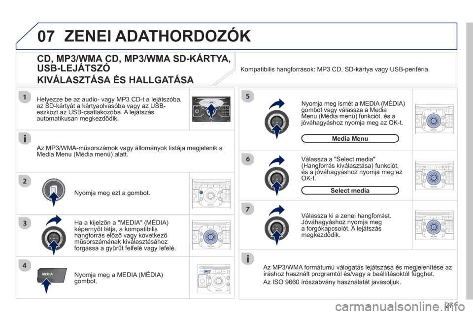 Peugeot 308 SW BL 2012.5  Kezelési útmutató (in Hungarian) 271
07
MEDIA
2ABC3DEF5JKL4GHI6MNO8TUV7PQRS9WXYZ0*#
1RADIO MEDIANAV ESC TRAFFIC
SETUPADDR
BOOK
2ABC3DEF5JKL4GHI6MNO8TUV7PQRS9WXYZ0*#
1RADIO MEDIANAV ESC TRAFFIC
SETUPADDR
BOOK
2ABC3DEF5JKL4GHI6MNO8TUV7