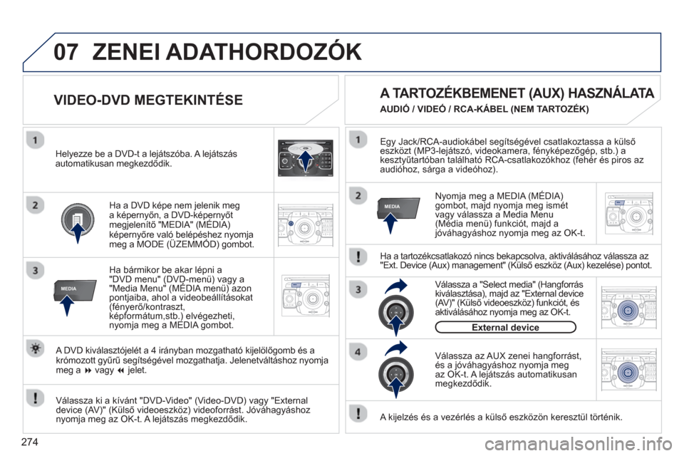 Peugeot 308 SW BL 2012.5  Kezelési útmutató (in Hungarian) 274
07
MEDIA
2ABC3DEF5JKL4GHI6MNO8TUV7PQRS9WXYZ0*#
1RADIO MEDIANAV ESC TRAFFIC
SETUPADDR
BOOK
MEDIA
2ABC3DEF5JKL4GHI6MNO8TUV7PQRS9WXYZ0*#
1RADIO MEDIANAV ESC TRAFFIC
SETUPADDR
BOOK
2ABC3DEF5JKL4GHI6MN