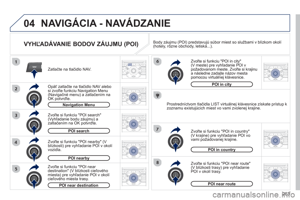 Peugeot 308 SW BL 2012.5  Užívateľská príručka (in Slovak) 263
04
NAV2ABC3DEF5JKL4GHI6MNO8TUV7PQRS9WXYZ0*#
1RADIO MEDIANAV ESC TRAFFIC
SETUPADDR
BOOK
2ABC3DEF5JKL4GHI6MNO8TUV7PQRS9WXYZ0*#
1RADIO MEDIANAV ESC TRAFFIC
SETUPADDR
BOOK
2ABC3DEF5JKL4GHI6MNO8TUV7PQR