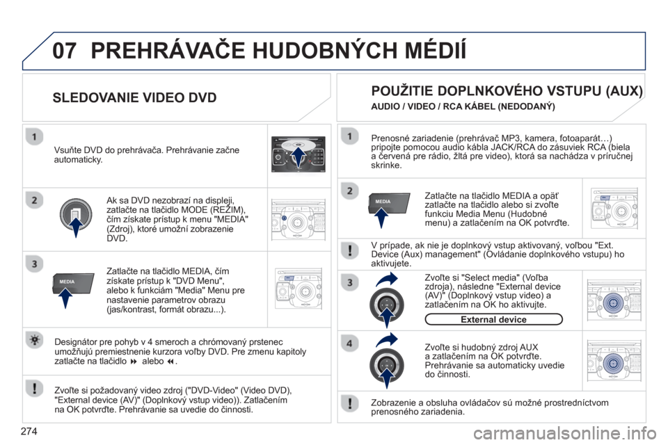 Peugeot 308 SW BL 2012.5  Užívateľská príručka (in Slovak) 274
07
MEDIA
2ABC3DEF5JKL4GHI6MNO8TUV7PQRS9WXYZ0*#
1RADIO MEDIANAV ESC TRAFFIC
SETUPADDR
BOOK
MEDIA
2ABC3DEF5JKL4GHI6MNO8TUV7PQRS9WXYZ0*#
1RADIO MEDIANAV ESC TRAFFIC
SETUPADDR
BOOK
2ABC3DEF5JKL4GHI6MN