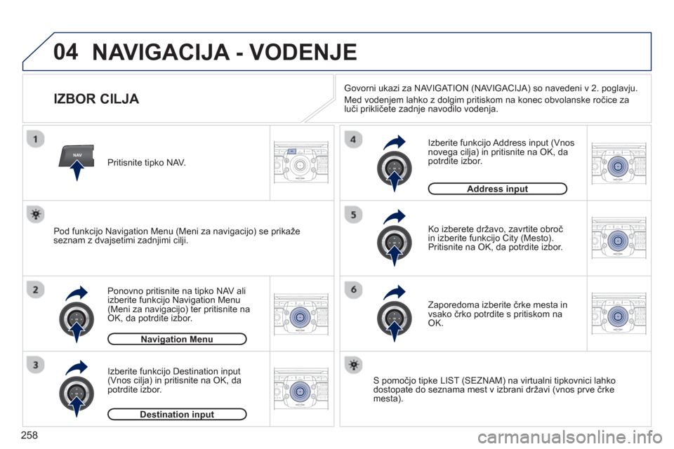 Peugeot 308 SW BL 2012.5  Priročnik za lastnika (in Slovenian) 258
04
NAV2ABC3DEF5JKL4GHI6MNO8TUV7PQRS9WXYZ0*#
1RADIO MEDIANAV ESC TRAFFIC
SETUPADDR
BOOK
2ABC3DEF5JKL4GHI6MNO8TUV7PQRS9WXYZ0*#
1RADIO MEDIANAV ESC TRAFFIC
SETUPADDR
BOOK
2ABC3DEF5JKL4GHI6MNO8TUV7PQR