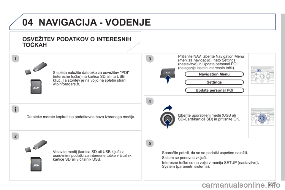 Peugeot 308 SW BL 2012.5 Priročnik za lastnika (in Slovenian) 265
04
NAV2ABC3DEF5JKL4GHI6MNO8TUV7PQRS9WXYZ0*#
1RADIO MEDIANAV ESC TRAFFIC
SETUPADDR
BOOK
2ABC3DEF5JKL4GHI6MNO8TUV7PQRS9WXYZ0*#
1RADIO MEDIANAV ESC TRAFFIC
SETUPADDR
BOOK
NAVIGACIJA - VODENJE
S Peugeot 308 SW BL 2012.5 Priročnik za lastnika (in Slovenian) 265
04
NAV2ABC3DEF5JKL4GHI6MNO8TUV7PQRS9WXYZ0*#
1RADIO MEDIANAV ESC TRAFFIC
SETUPADDR
BOOK
2ABC3DEF5JKL4GHI6MNO8TUV7PQRS9WXYZ0*#
1RADIO MEDIANAV ESC TRAFFIC
SETUPADDR
BOOK
NAVIGACIJA - VODENJE
S
