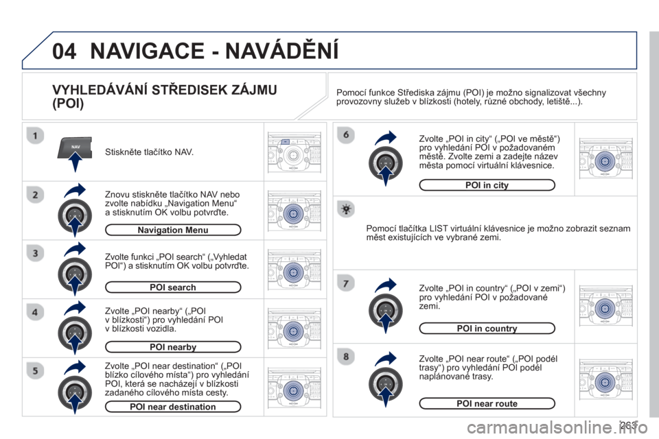 Peugeot 308 SW BL 2012.5  Návod k obsluze (in Czech) 263
04
NAV2ABC3DEF5JKL4GHI6MNO8TUV7PQRS9WXYZ0*#
1RADIO MEDIANAV ESC TRAFFIC
SETUPADDR
BOOK
2ABC3DEF5JKL4GHI6MNO8TUV7PQRS9WXYZ0*#
1RADIO MEDIANAV ESC TRAFFIC
SETUPADDR
BOOK
2ABC3DEF5JKL4GHI6MNO8TUV7PQR