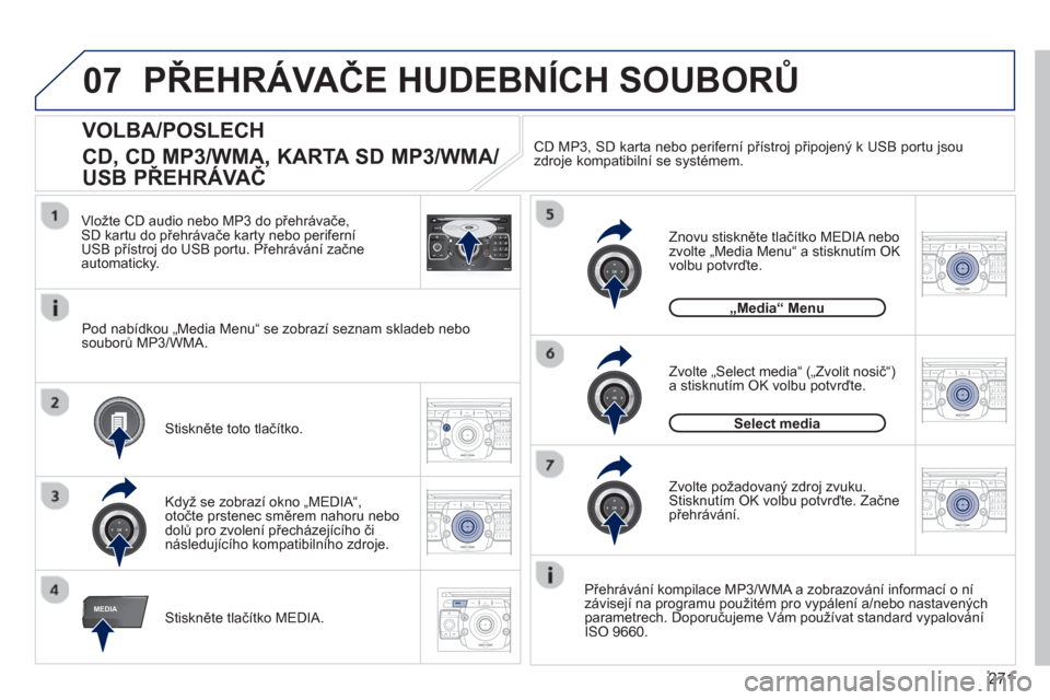 Peugeot 308 SW BL 2012.5  Návod k obsluze (in Czech) 271
07
MEDIA
2ABC3DEF5JKL4GHI6MNO8TUV7PQRS9WXYZ0*#
1RADIO MEDIANAV ESC TRAFFIC
SETUPADDR
BOOK
2ABC3DEF5JKL4GHI6MNO8TUV7PQRS9WXYZ0*#
1RADIO MEDIANAV ESC TRAFFIC
SETUPADDR
BOOK
2ABC3DEF5JKL4GHI6MNO8TUV7
