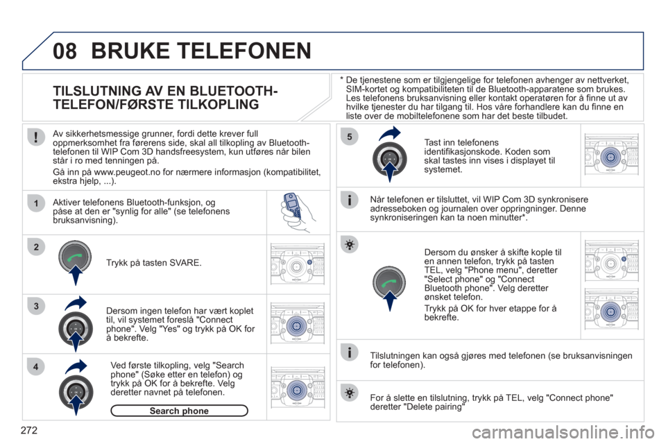 Peugeot 308 SW BL 2011  Brukerhåndbok (in Norwegian) 272
08
1
4
5
2ABC3DEF5JKL4GHI6MNO8TUV7PQRS9WXYZ0*#
1RADIO MEDIANAV ESC TRAFFIC
SETUPADDR
BOOK
2ABC3DEF5JKL4GHI6MNO8TUV7PQRS9WXYZ0*#
1RADIO MEDIANAV ESC TRAFFIC
SETUPADDR
BOOK
32ABC3DEF5JKL4GHI6MNO8TUV