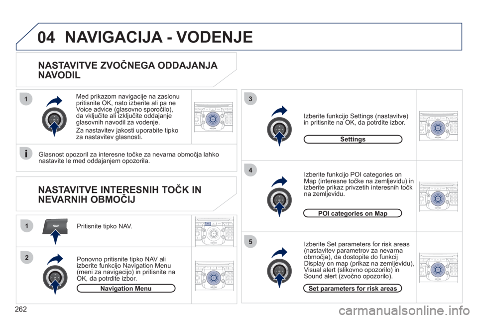 Peugeot 308 SW BL 2011  Priročnik za lastnika (in Slovenian) 262
2ABC3DEF5JKL4GHI6MNO8TUV7PQRS9WXYZ0*#
1RADIO MEDIANAVESC TRAFFIC
SETUPADDR
BOOKNAV
13
4
5
2ABC3DEF5JKL4GHI6MNO8TUV7PQRS9WXYZ0*#
1RADIO MEDIANAV ESC TRAFFIC
SETUPADDR
BOOK
2ABC3DEF5JKL4GHI6MNO8TUV7