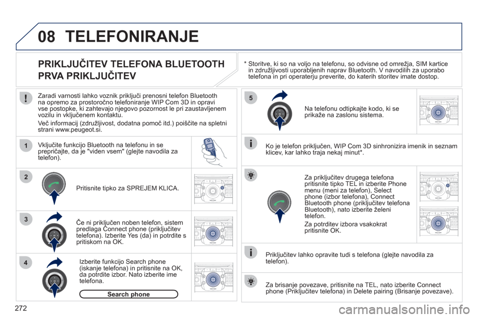 Peugeot 308 SW BL 2011  Priročnik za lastnika (in Slovenian) 272
08
1
4
5
2ABC3DEF5JKL4GHI6MNO8TUV7PQRS9WXYZ0*#
1RADIO MEDIANAV ESC TRAFFIC
SETUPADDR
BOOK
2ABC3DEF5JKL4GHI6MNO8TUV7PQRS9WXYZ0*#
1RADIO MEDIANAV ESC TRAFFIC
SETUPADDR
BOOK
32ABC3DEF5JKL4GHI6MNO8TUV