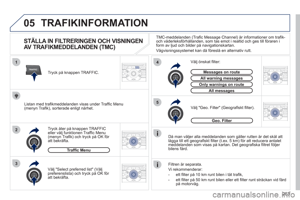 Peugeot 308 SW BL 2011 Ägarmanual (in Swedish) 263
05
2ABC3DEF5JKL4GHI6MNO8TUV7PQRS9WXYZ0*#
1RADIO MEDIANAV ESCTRAFFIC
SETUPADDR
BOOK
2ABC3DEF5JKL4GHI6MNO8TUV7PQRS9WXYZ0*#
1RADIO MEDIANAV ESC TRAFFIC
SETUPADDR
BOOK
TRAFFIC
1
3
4
5
2ABC3DEF5JKL4GHI Peugeot 308 SW BL 2011 Ägarmanual (in Swedish) 263
05
2ABC3DEF5JKL4GHI6MNO8TUV7PQRS9WXYZ0*#
1RADIO MEDIANAV ESCTRAFFIC
SETUPADDR
BOOK
2ABC3DEF5JKL4GHI6MNO8TUV7PQRS9WXYZ0*#
1RADIO MEDIANAV ESC TRAFFIC
SETUPADDR
BOOK
TRAFFIC
1
3
4
5
2ABC3DEF5JKL4GHI