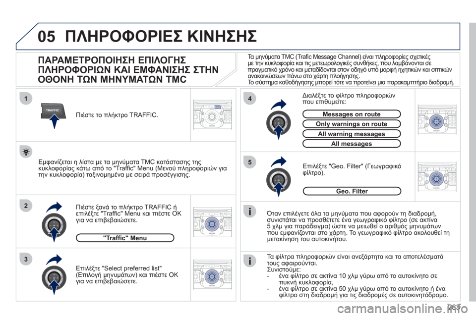 Peugeot 308 SW BL 2011 Εγχειρίδιο χρήσης (in Greek) 263
05
2ABC3DEF5JKL4GHI6MNO8TUV7PQRS9WXYZ0*#
1RADIO MEDIANAV ESCTRAFFIC
SETUPADDR
BOOK
2ABC3DEF5JKL4GHI6MNO8TUV7PQRS9WXYZ0*#
1RADIO MEDIANAV ESC TRAFFIC
SETUPADDR
BOOK
TRAFFIC
1
3
4
5
2ABC3DEF5JKL4GHI Peugeot 308 SW BL 2011 Εγχειρίδιο χρήσης (in Greek) 263
05
2ABC3DEF5JKL4GHI6MNO8TUV7PQRS9WXYZ0*#
1RADIO MEDIANAV ESCTRAFFIC
SETUPADDR
BOOK
2ABC3DEF5JKL4GHI6MNO8TUV7PQRS9WXYZ0*#
1RADIO MEDIANAV ESC TRAFFIC
SETUPADDR
BOOK
TRAFFIC
1
3
4
5
2ABC3DEF5JKL4GHI