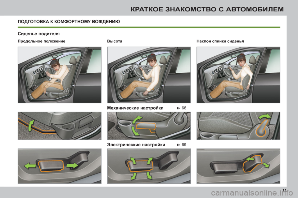 Peugeot 308 SW BL 2011 Инструкция по эксплуатации (in Russian) 11
КРАТКОЕ ЗНАКОМСТВО С АВТОМОБИЛЕМ
ПОДГОТОВКА К КОМФОРТНОМУ ВОЖДЕНИЮ
Сиденье водителя
Механические н Peugeot 308 SW BL 2011 Инструкция по эксплуатации (in Russian) 11
КРАТКОЕ ЗНАКОМСТВО С АВТОМОБИЛЕМ
ПОДГОТОВКА К КОМФОРТНОМУ ВОЖДЕНИЮ
Сиденье водителя
Механические н