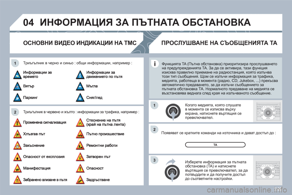 Peugeot 308 SW BL 2010.5 Ръководство за експлоатация (in Bulgarian) 249
04
2 1
3 2 1
2ABC3DEF5JKL4GHI6MNO8TUV7PQRS9WXYZ0*#
1RADIOMEDIANAVESCTRAFFICSETUPADDRBOOK
2ABC3DEF5JKL4GHI6MNO8TUV7PQRS9WXYZ0*#
1RADIOMEDIANAVESCTRAFFICSETUPADDRBOOK
ИНФОРМАЦИЯ ЗА ПЪ Peugeot 308 SW BL 2010.5 Ръководство за експлоатация (in Bulgarian) 249
04
2 1
3 2 1
2ABC3DEF5JKL4GHI6MNO8TUV7PQRS9WXYZ0*#
1RADIOMEDIANAVESCTRAFFICSETUPADDRBOOK
2ABC3DEF5JKL4GHI6MNO8TUV7PQRS9WXYZ0*#
1RADIOMEDIANAVESCTRAFFICSETUPADDRBOOK
ИНФОРМАЦИЯ ЗА ПЪ
