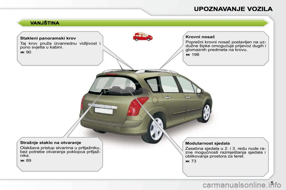 Peugeot 308 SW BL 2009.5  Vodič za korisnike (in Croatian)   Stakleni panoramski krov  
� �T�a�j�  �k�r�o�v�  �p�r�u�ž�a�  �i�z�v�a�n�r�e�d�n�u�  �v�i�d�l�j�i�v�o�s�t�  �i�  
�p�u�n�o� �s�v�j�e�t�l�a� �u� �k�a�b�i�n�i�.�  
   
� � � �9�0� � � 
� � �S�t�r�