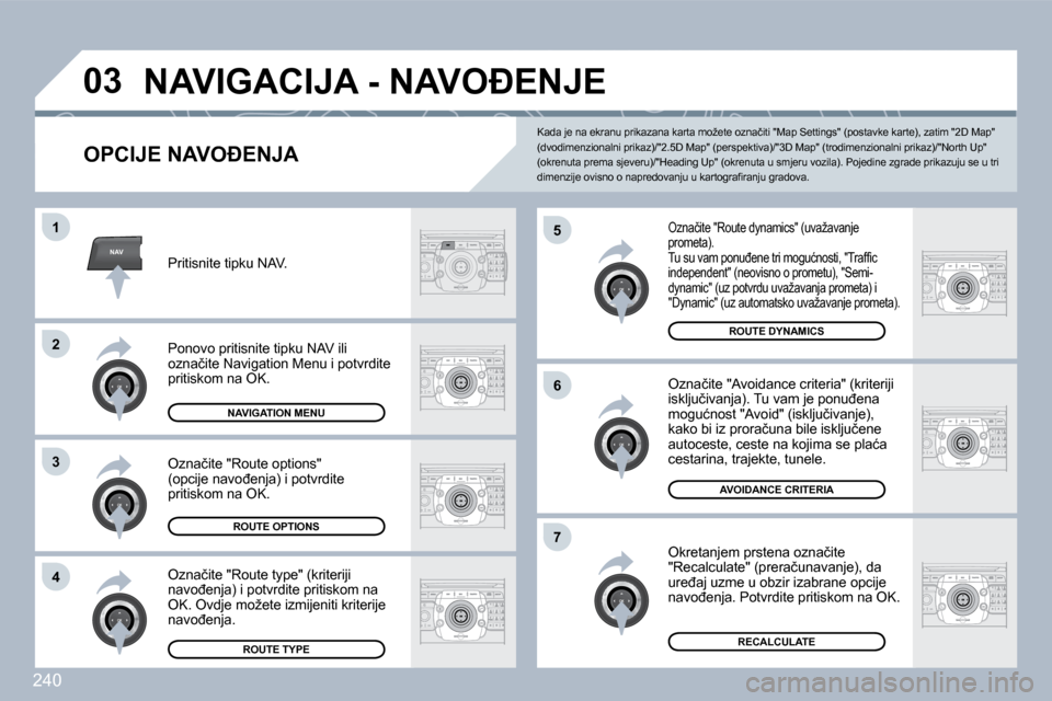Peugeot 308 SW BL 2009.5  Vodič za korisnike (in Croatian) �2�4�0
NAV
�0�3
�5
�6
�7
�1
�2
�3
�4
� �N�A�V�I�G�A�C�I�J�A� �-� �N�A�V�O�E�N�J�E� 
� � �O�P�C�I�J�E� �N�A�V�O�E�N�J�A� 
�O�z�n�a�č�i�t�e� �"�R�o�u�t�e� �d�y�n�a�m�i�c�s�"� �(�u�v�a�ž�a�v�a�n�j�