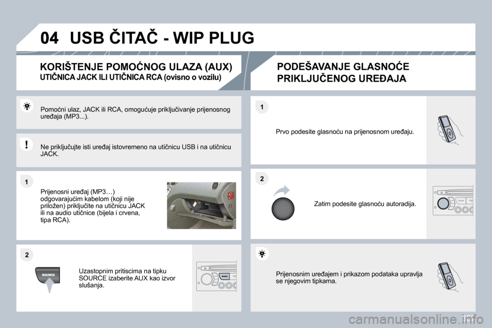 Peugeot 308 SW BL 2009.5  Vodič za korisnike (in Croatian) �3�0�7
�1�1
�2�2
�2�2
�1�1
� �P�r�i�j�e�n�o�s�n�i�m� �u�r�e�đ�a�j�e�m� �i� �p�r�i�k�a�z�o�m� �p�o�d�a�t�a�k�a� �u�p�r�a�v�l�j�a� �s�e� �n�j�e�g�o�v�i�m� �t�i�p�k�a�m�a�.� 
� �P�r�v�o� �p�o�d�e�s�i�t�