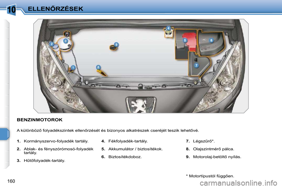 Peugeot 308 SW BL 2009.5  Kezelési útmutató (in Hungarian) 10
160
�E�L�L�E�N4�R�Z�É�S�E�K
� � � � � � � � � � � �B�E�N�Z�I�N�M�O�T�O�R�O�K� 
� �A� �k�ü�l�ö�n�b�ö�z5� �f�o�l�y�a�d�é�k�s�z�i�n�t�e�k� �e�l�l�e�n5�r�z�é�s�é�t� �é�s� �b�i�z�o�n�y�o�s� �