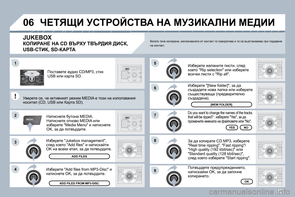 Peugeot 308 SW BL 2009.5  Ръководство за експлоатация (in Bulgarian) �2�5�1
2
ABC 3
DEF
5
JKL
4
GHI 6
MNO
8
TUV
7
PQRS 9
WXYZ
0
* #
1
RADIO MEDIA
NAV ESC TRAFFIC
SETUP
ADDRBOOK
�1
�2
�3
�4
�5
�6
�7
�8
�9
MEDIA
�0�6
� � _ax_j_l_� �"�J�u�k�e�b�o�x� �m�a�n�a�g�e�m
