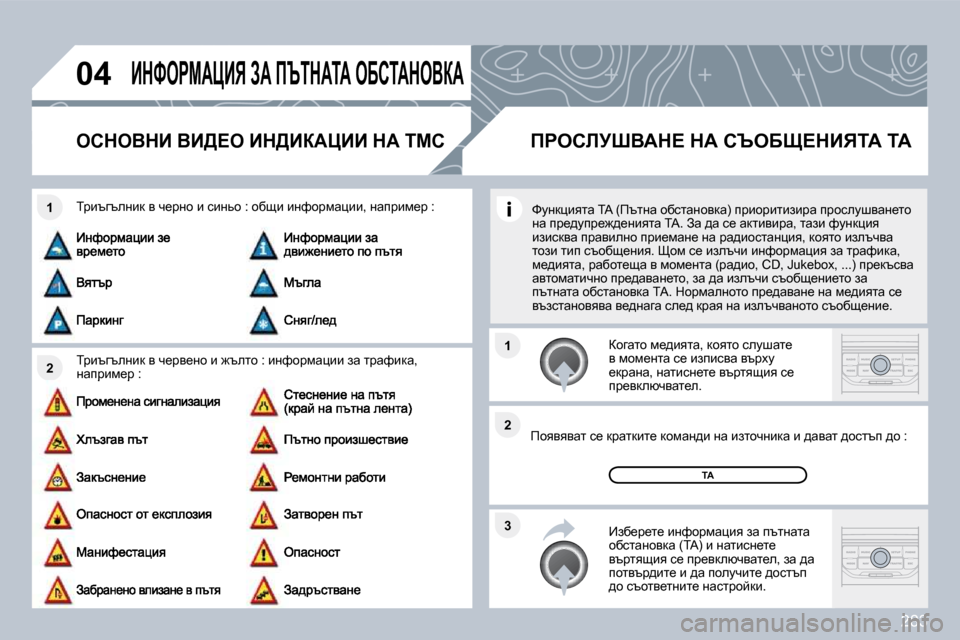 Peugeot 308 SW BL 2009.5  Ръководство за експлоатация (in Bulgarian) �2�8�3
�0�4
�2
�1
�3
�2
�1
� BdkegcWmBv� AW� fqidWiW� eXhiWdeYaW� 
ehdeYdB� YB[?e� Bd[BaWmBB� dW� �T�M�C� 
� � ijbtzteÖbd� y� q_jy_